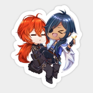 Diluc and Kaeya Chibi Genshin Impact Sticker